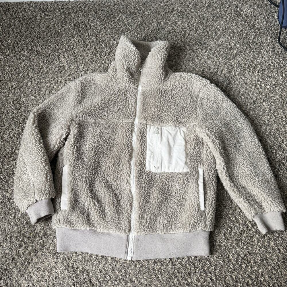Wilfred Free Aritzia Teddy Jacket Tan Size S Sherpa Zip Oversized Pockets
